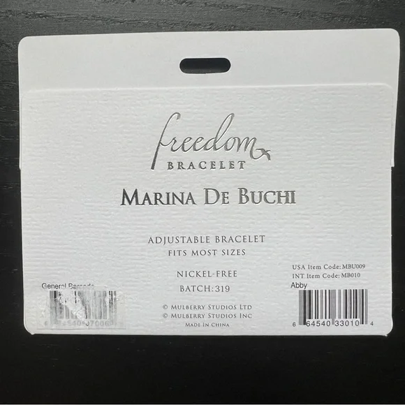 Marina De Buchi Personalized Luxe Name Abby Freedom Bracelet Jewelry NWT Present - Picture 2 of 2